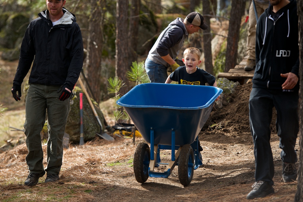 Young Trail Builder Pitching In