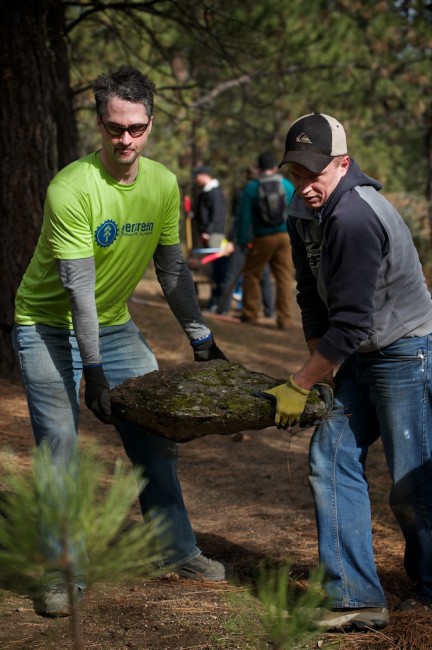 Lifting Boulders for a Mountain Bike Trail in Spokane