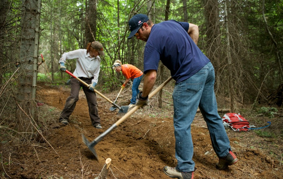 Trail Building at Mt. Spokane During Evergreen East's Warm Up Mt. Spokane Benefit Event