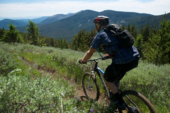 Biking through Beautiful Vistas on the Jungle Trail near Kettle Falls, WA.